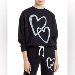 AQUA Scribbled Heart Print Sweatshirt – Size Small